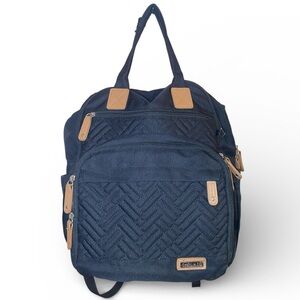 INIUNIU Quilted Large Diaper Bag Backpack Bag Organizer Unisex Black Tan